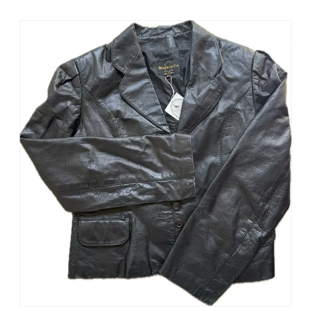 🍀Special Deal Genuine Leather Blazer Jacket- Ultra Soft and Classic Feminine Fit - Picture 6 of 15